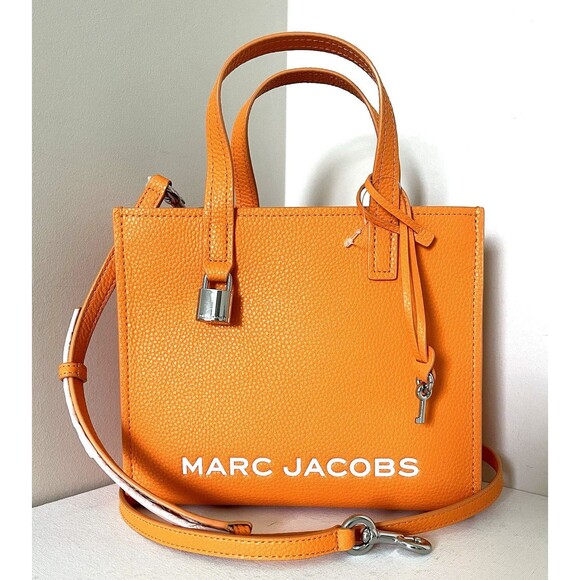 New Marc Jacobs Mini Grind Leather Tote Tangerine - Picture 1 of 5